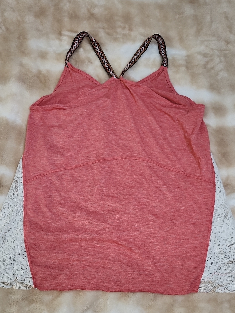 Pink Western Style Flowy Lace Aztec Print Strap Tank Top - Picture 4 of 6